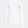 Donna CALVIN KLEIN JEANS T-Shirts | Rib V-Neck Monologo Long Sleeve - Maglia