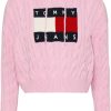 Donna TOMMY HILFIGER Pullover E Cardigan | Tjm Center Flag Cable Hoodie - Maglione Crop