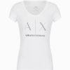 Donna ARMANI EXCHANGE T-Shirts | T-Shirt Girocollo Con Logo In Borchie