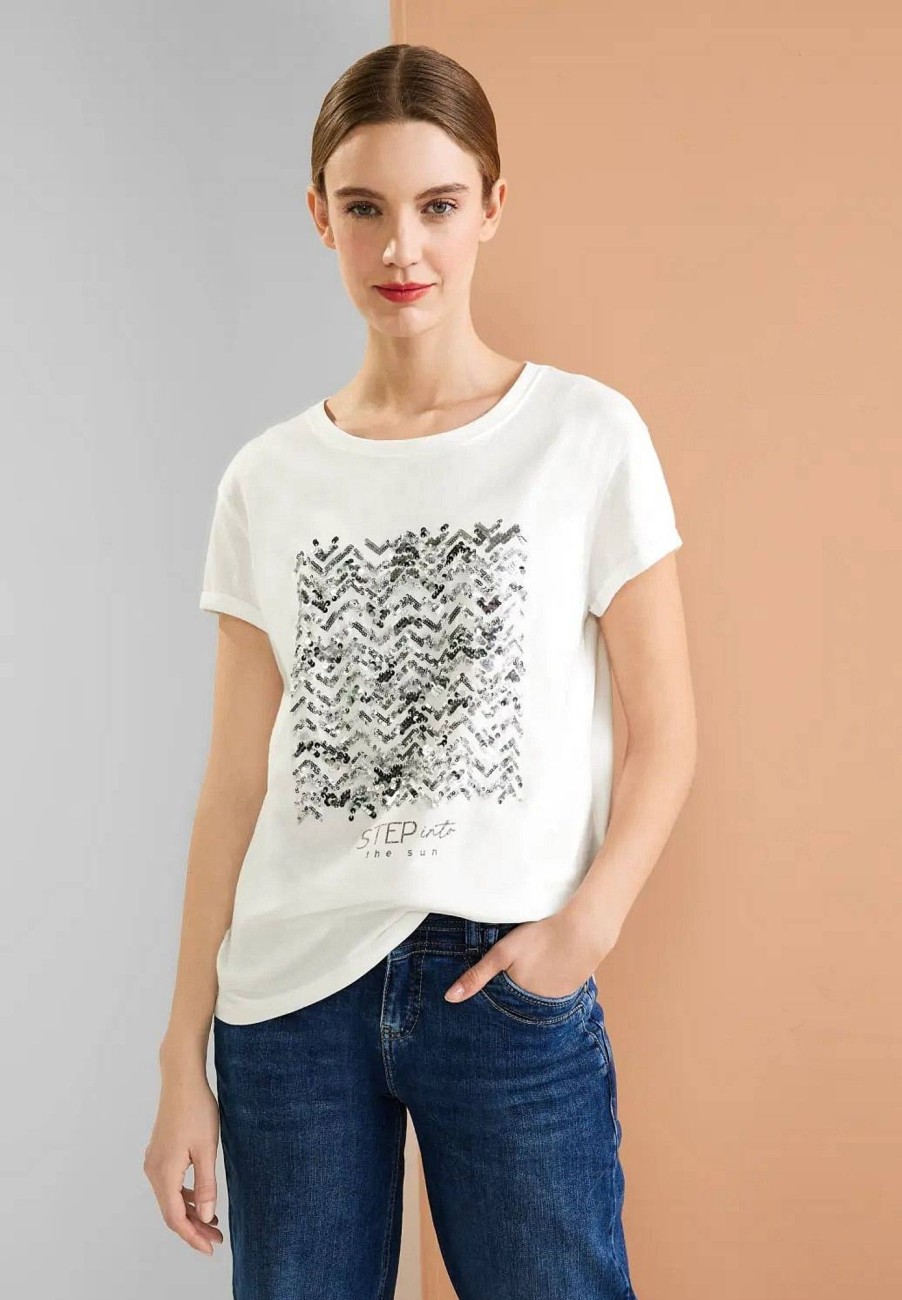 Donna STREET ONE T-Shirts | Sequins Artwork Shirt - Maglietta Con Pailletes