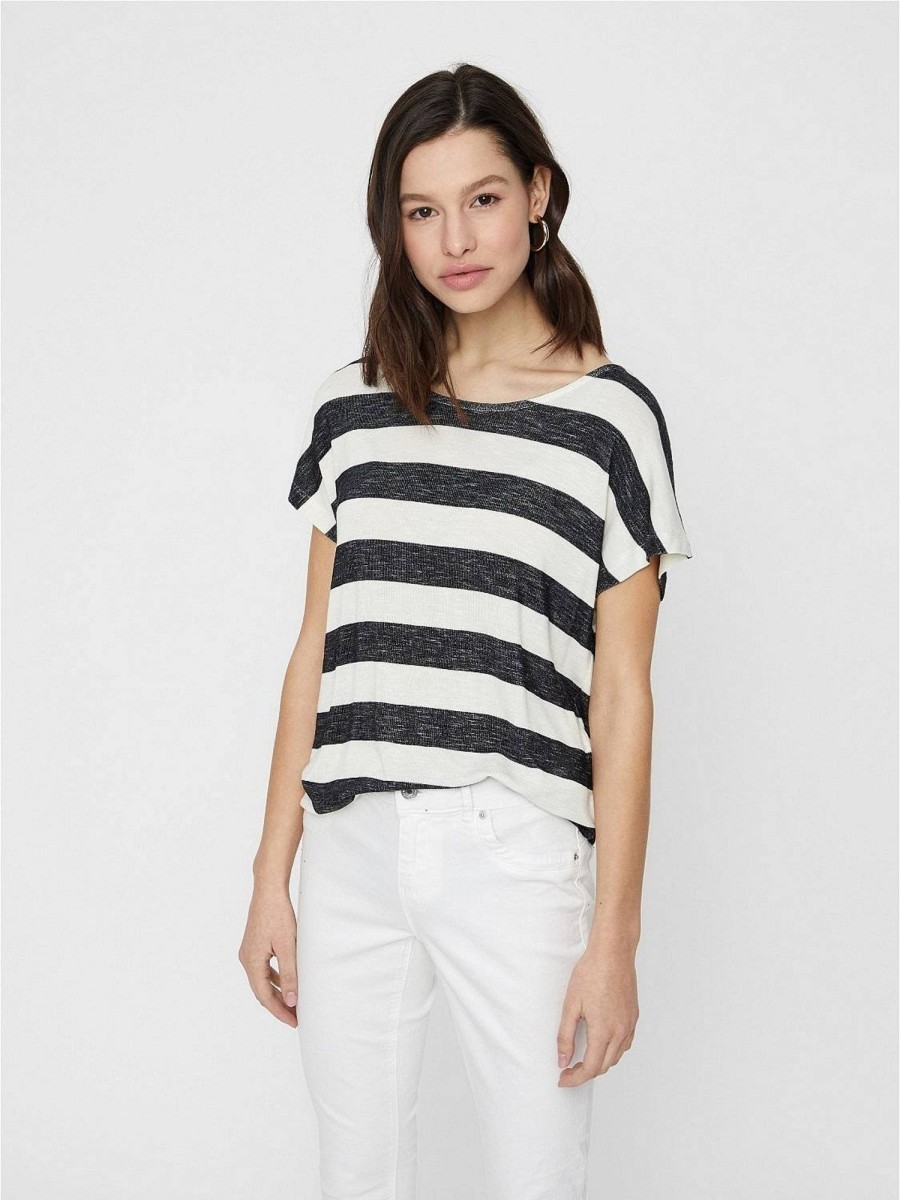 Donna VERO MODA T-Shirts | Wide Stripe Top - T-Shirt A Righe