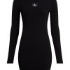 Donna CALVIN KLEIN JEANS Abiti E Vestiti | Badge Roll Neck Sweater Dress - Abito A Costine