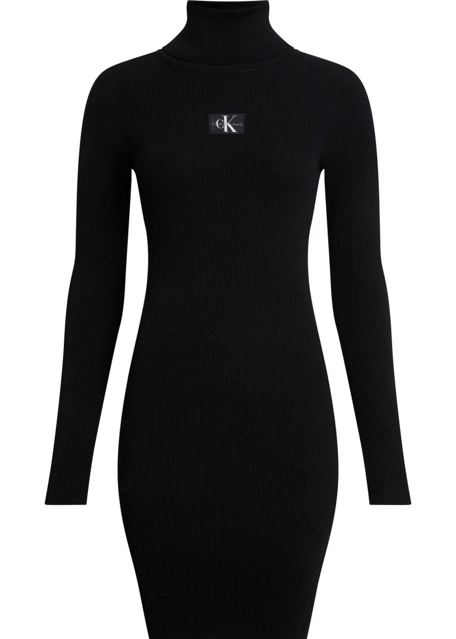 Donna CALVIN KLEIN JEANS Abiti E Vestiti | Badge Roll Neck Sweater Dress - Abito A Costine