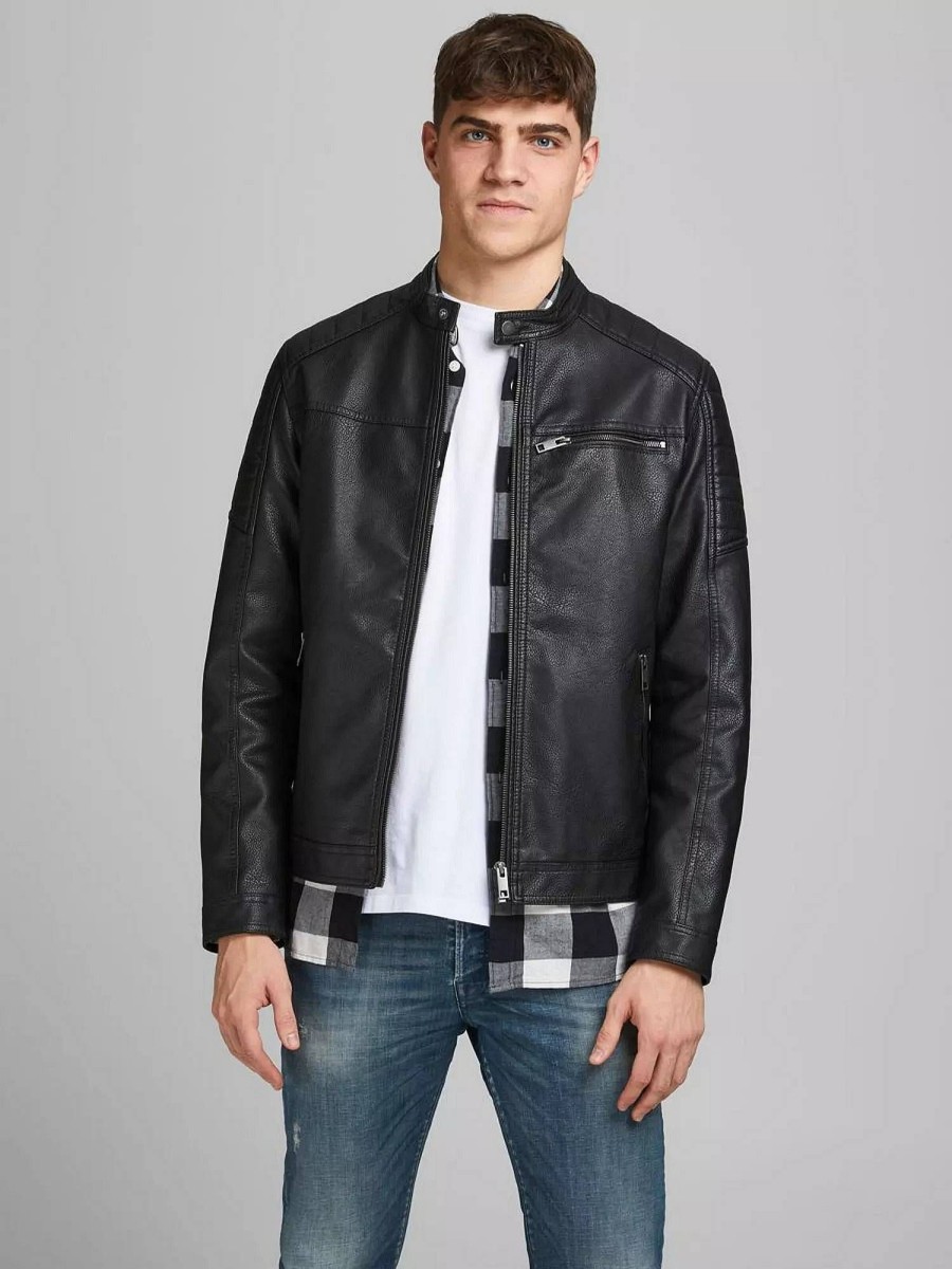 Uomo JACK & JONES Giubbotti E Cappotti | Rocky Jacket - Giacca In Pelle Sintetica