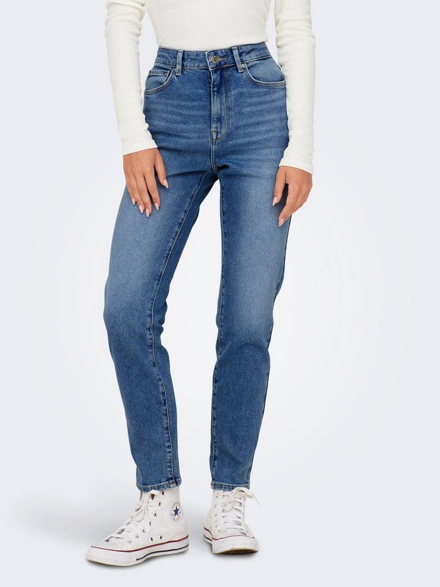 Donna ONLY Denim Jeans | Emily - Stretch Hw Straight Ankle Jeans