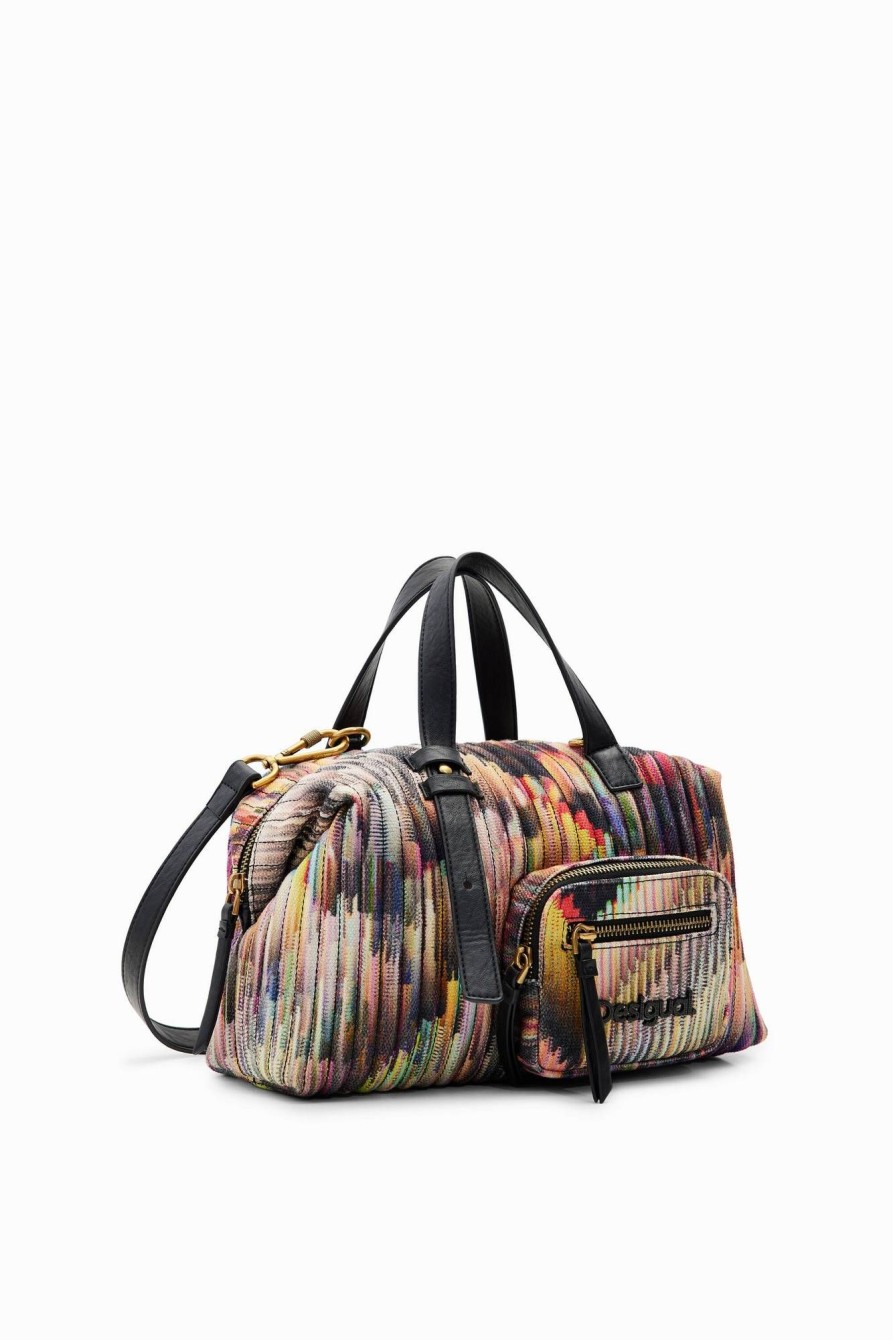 Donna DESIGUAL Borse A Mano | Borsa Bowling In Canvas Multicolore Con Tracolla