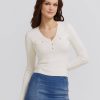 Donna GUESS Pullover E Cardigan | Flavie Henley Sweater - Maglia Scollo A V