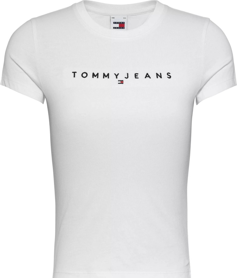 Donna TOMMY HILFIGER T-Shirts | Slim Linear Tee Ss Ext - T-Shirt Con Logo Ricamato