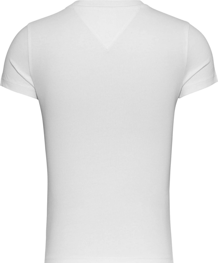 Donna TOMMY HILFIGER T-Shirts | Slim Linear Tee Ss Ext - T-Shirt Con Logo Ricamato