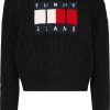 Donna TOMMY HILFIGER Pullover E Cardigan | Tjm Center Flag Cable Hoodie - Maglione Crop