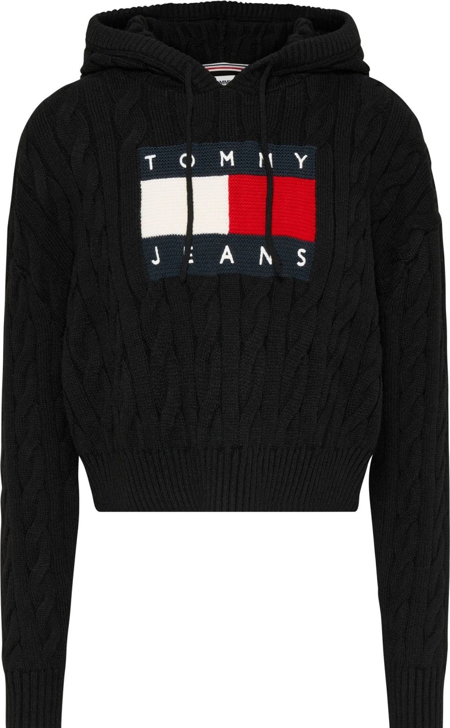 Donna TOMMY HILFIGER Pullover E Cardigan | Tjm Center Flag Cable Hoodie - Maglione Crop