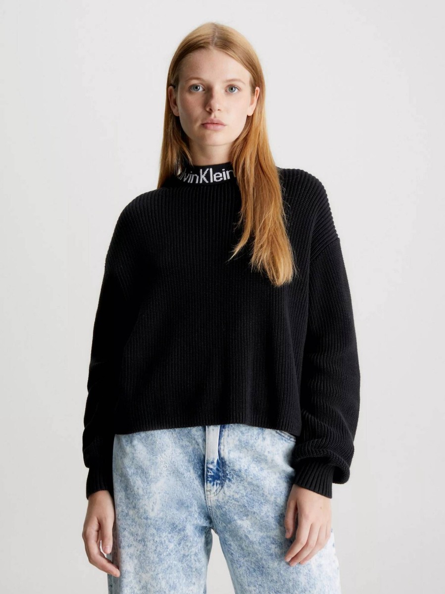 Donna CALVIN KLEIN JEANS Pullover E Cardigan | Logo Intarsia Loose Sweater - Maglione Collo Alto