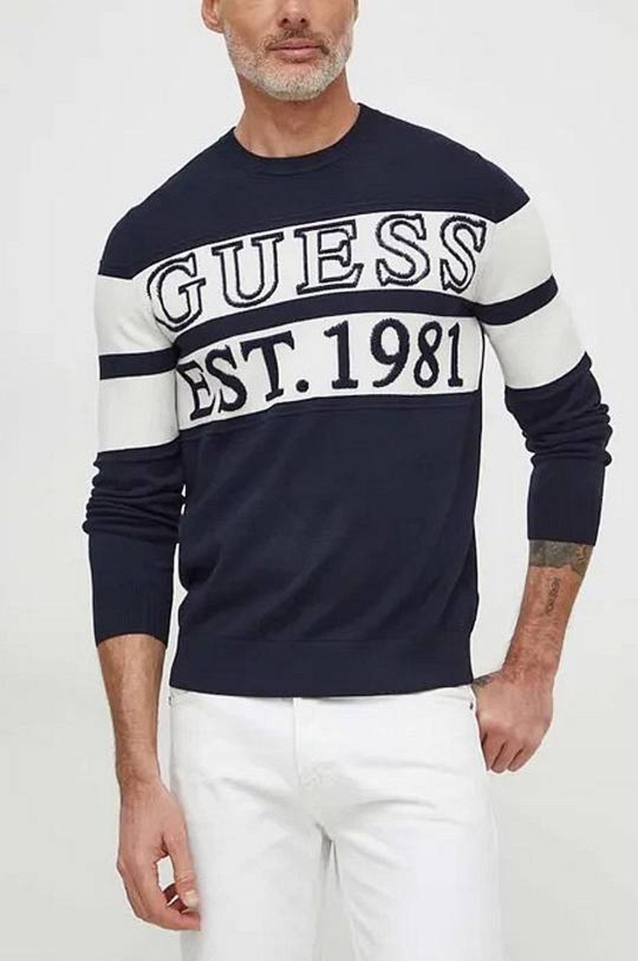 Uomo GUESS Maglieria | Bruno Cn Logo Sweater - Maglione