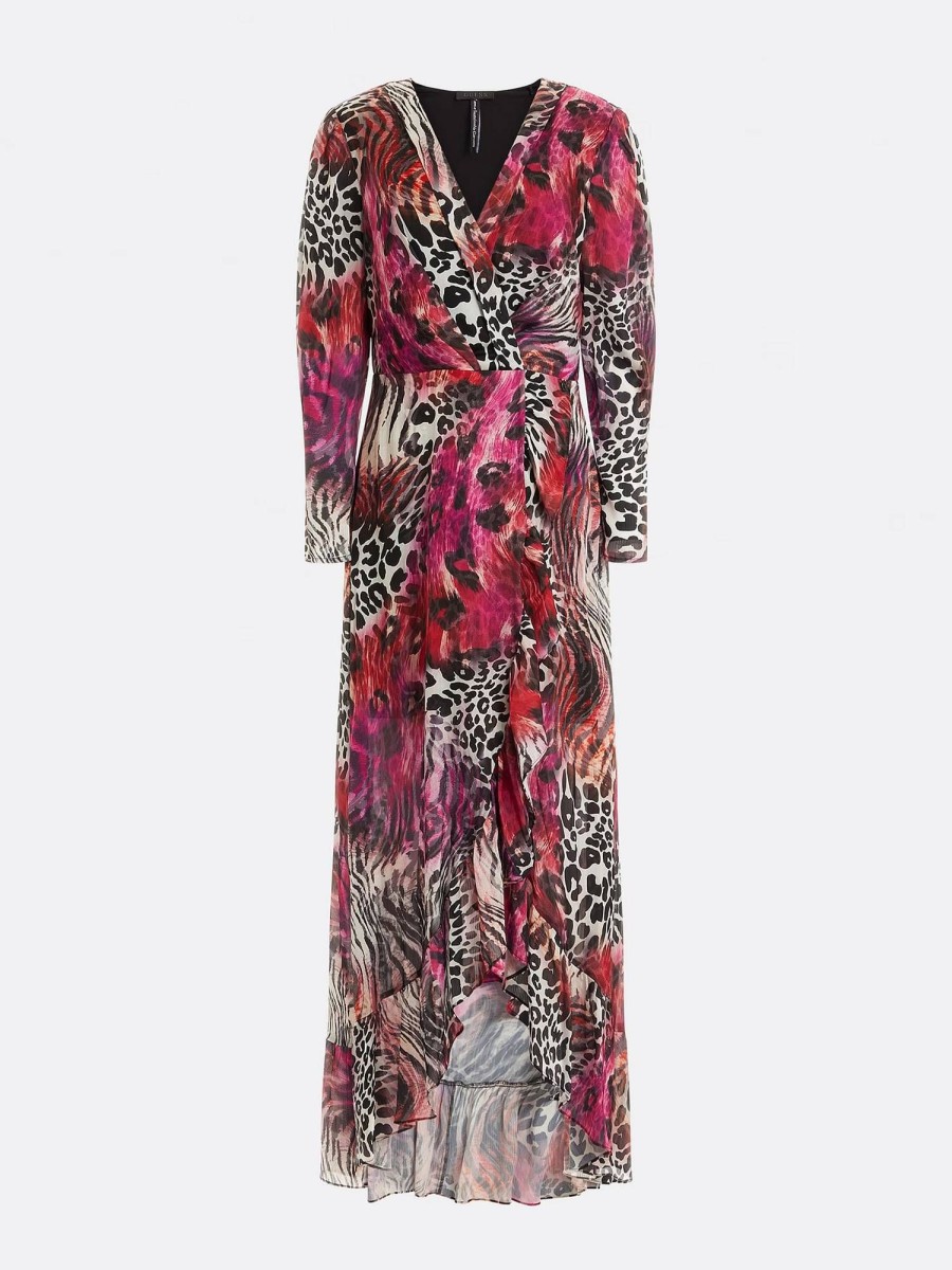 Donna GUESS Abiti E Vestiti | Long Dress Luana - Abito Lungo Animalier