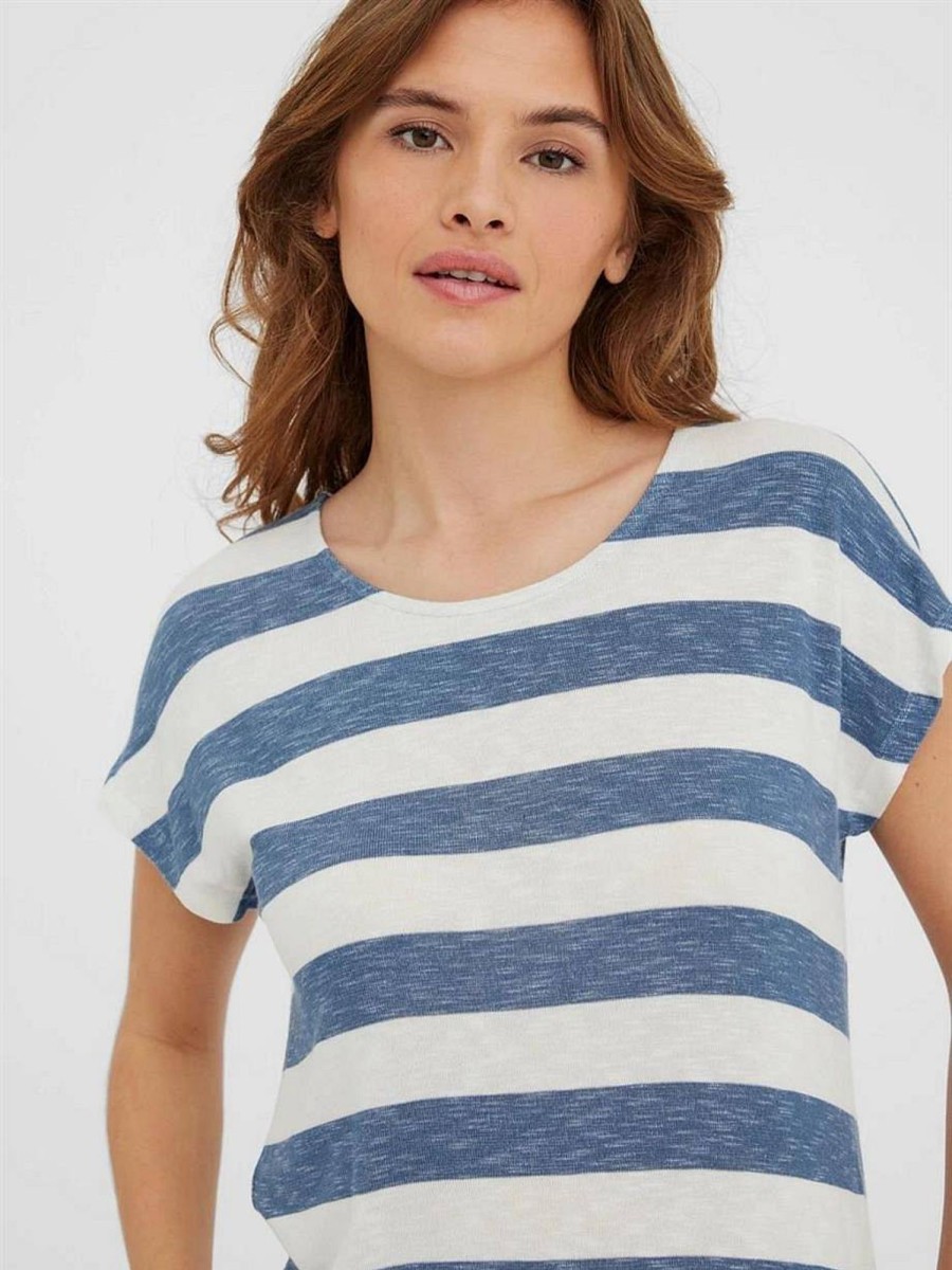 Donna VERO MODA T-Shirts | Wide Stripe Top - T-Shirt A Righe