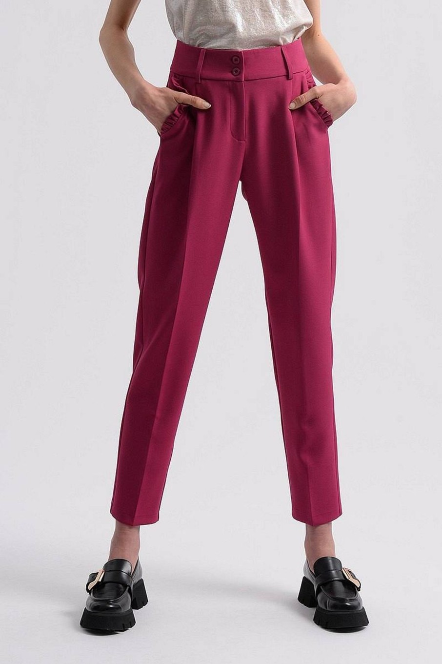 Donna MOLLY BRACKEN Pantaloni | Pantaloni High Waist Con Tasche Volant