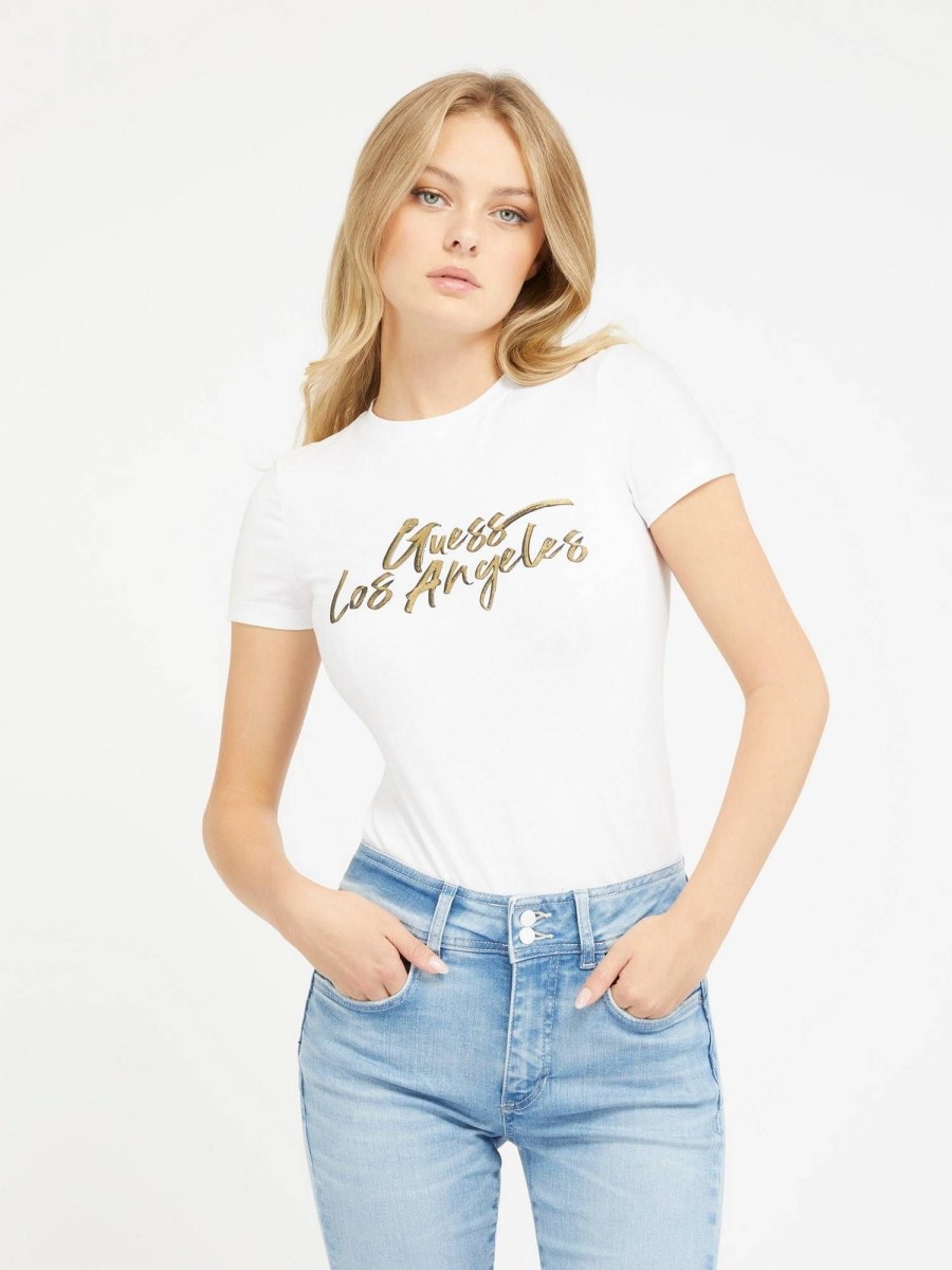 Donna GUESS T-Shirts | Tee Gold La - T-Shirt Lettering Logo