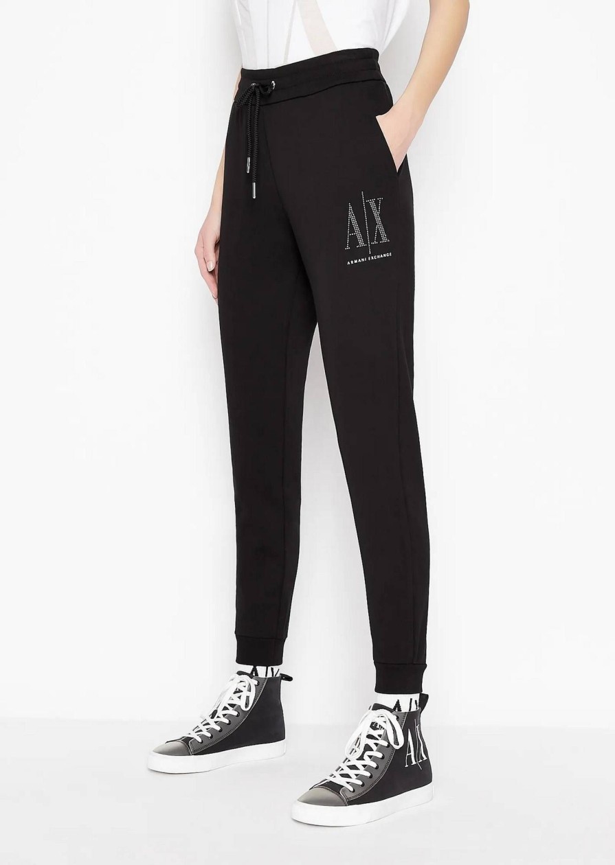 Donna ARMANI EXCHANGE Pantaloni | Pantalone In Felpa Con Logo E Borchie