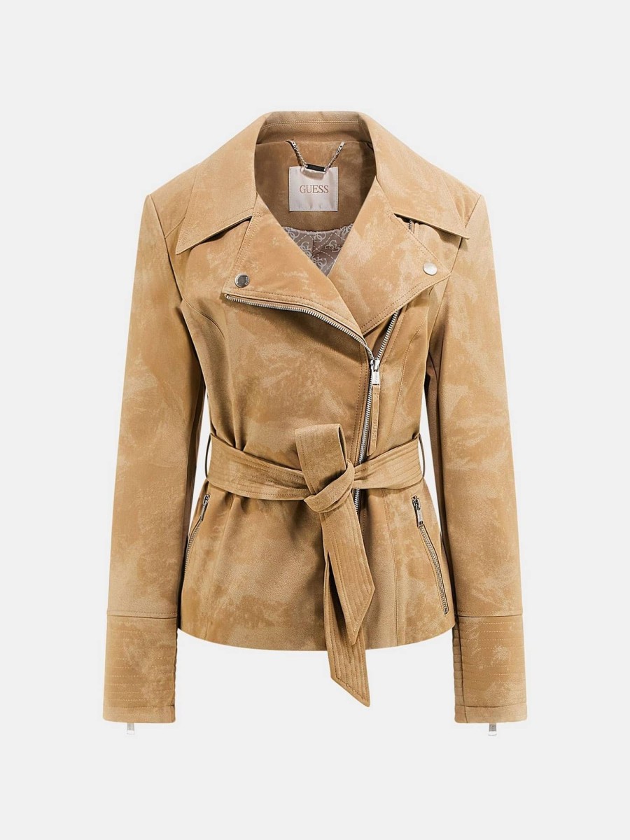 Donna GUESS Giacche E Blazer | New Agnes Belted Biker - Giacca Simil Suede