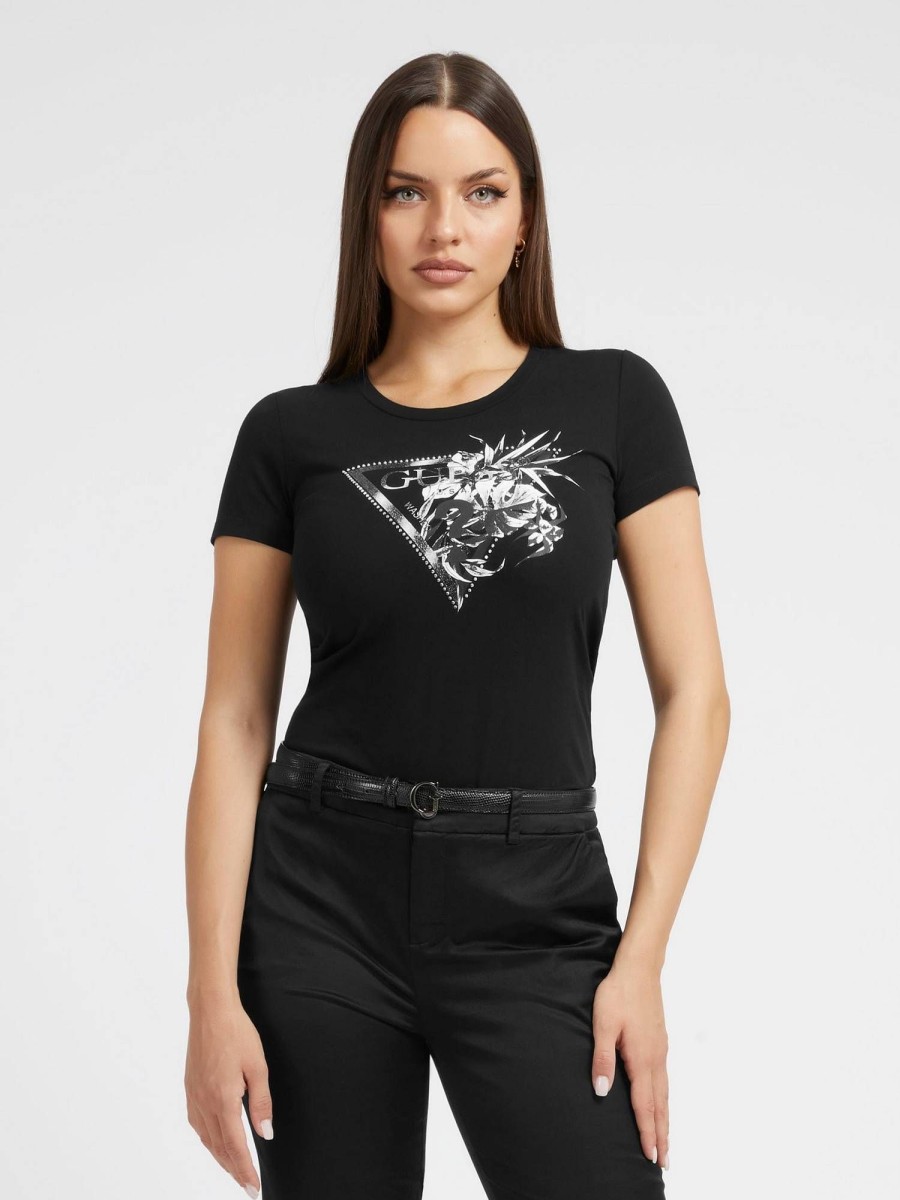 Donna GUESS T-Shirts | Tee Flower Triangle - T-Shirt Con Logo