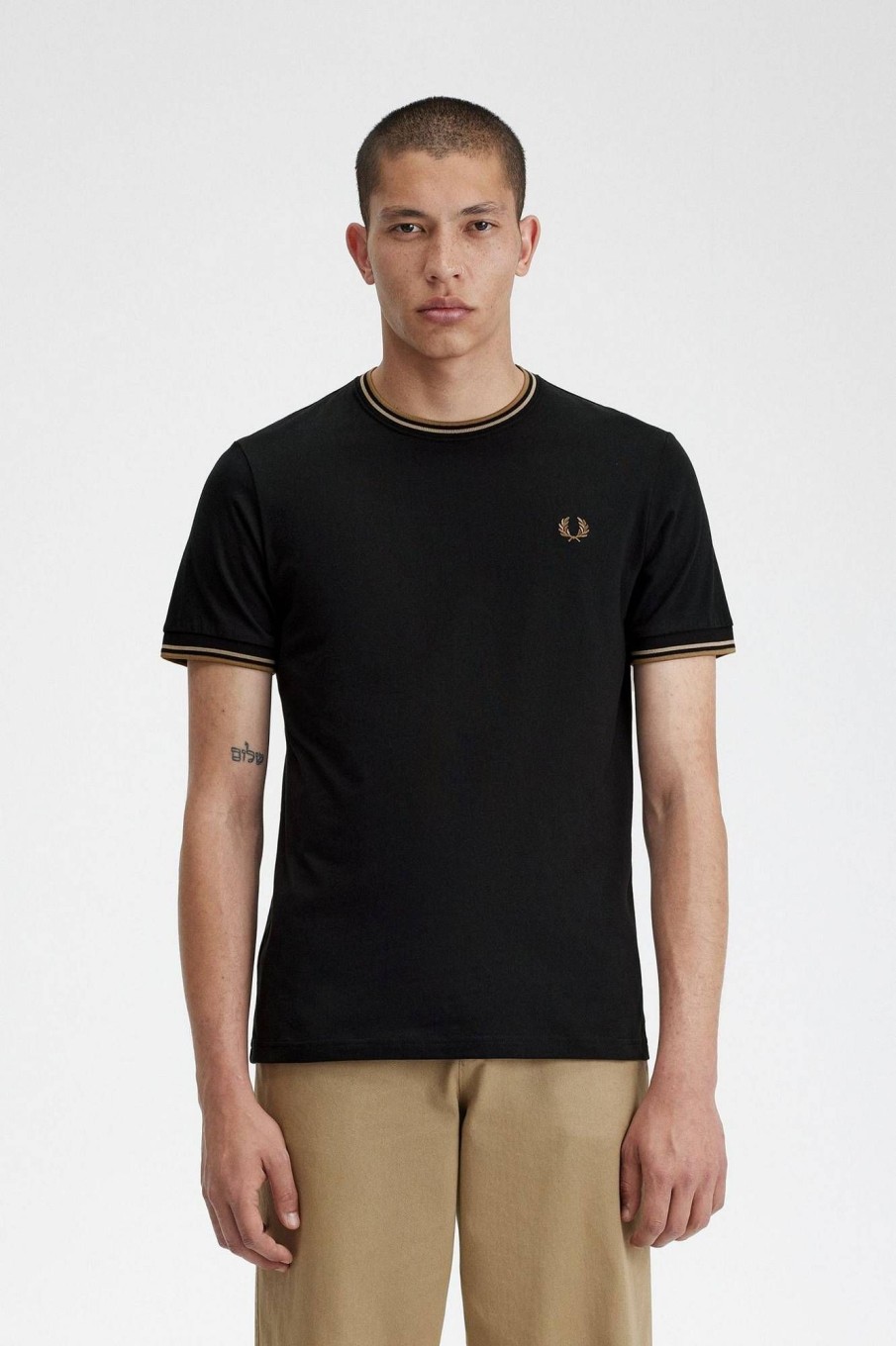 Uomo FRED PERRY T-Shirts | T-Shirt Con Doppia Riga