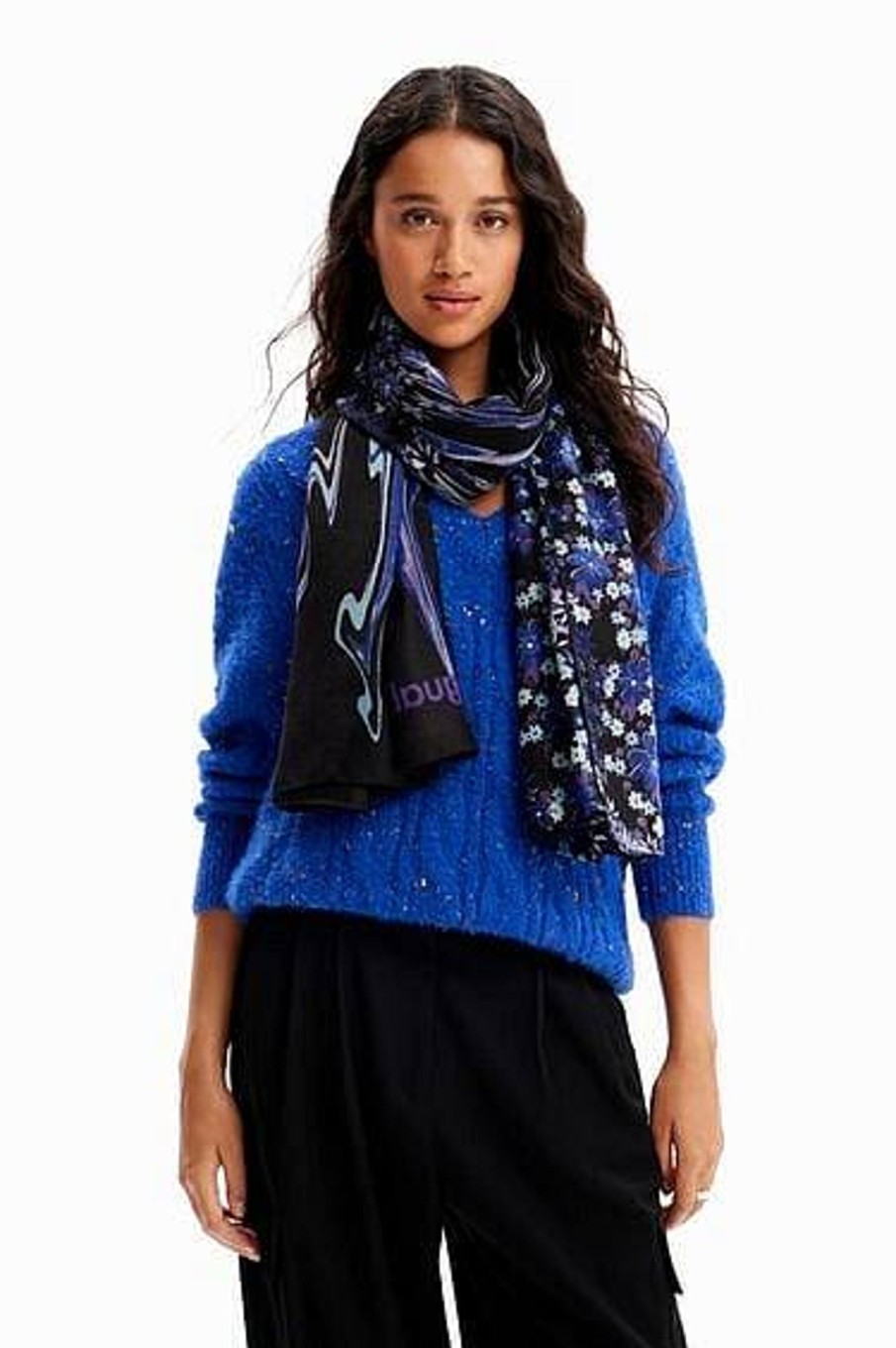 Donna DESIGUAL Sciarpe E Foulard | Foulard Floreale Rettangolare